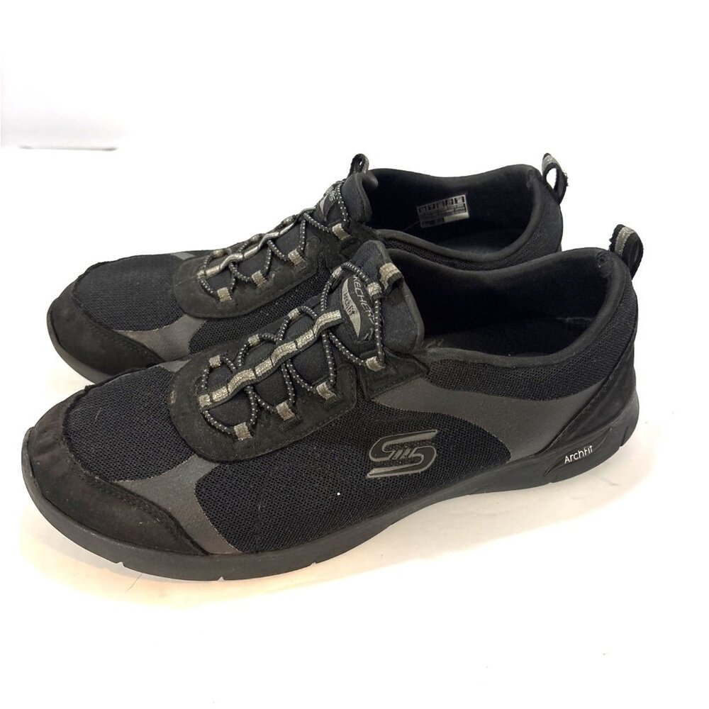 Skechers Arch Fit Slip-On Black Comfort Walking Shoes Size 10 US/7 UK - Picture 3 of 6